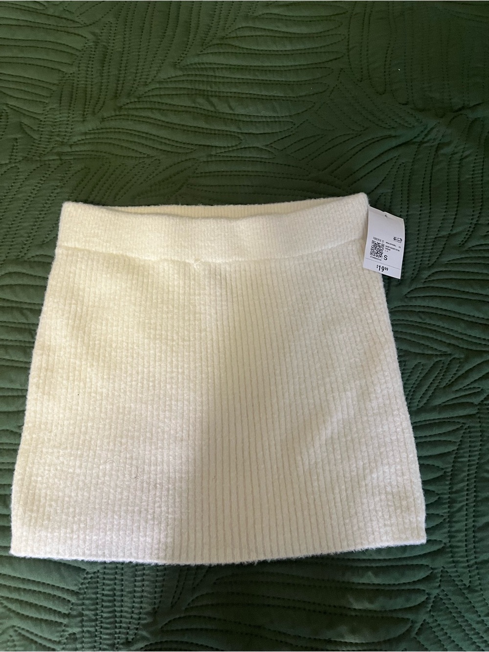 Forever 21 Cream Ribbed Knit Mini Skirt